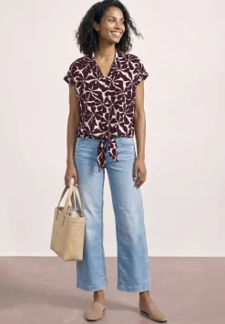 Blouse à épaules tombantes avec col bowling