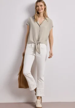 Blouse à épaules tombantes avec col bowling