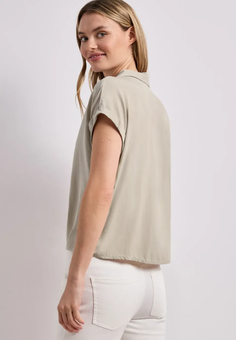 Blouse à épaules tombantes avec col bowling