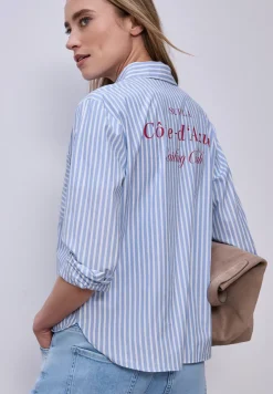 Blouse avec col chemise et imprimé arrière
