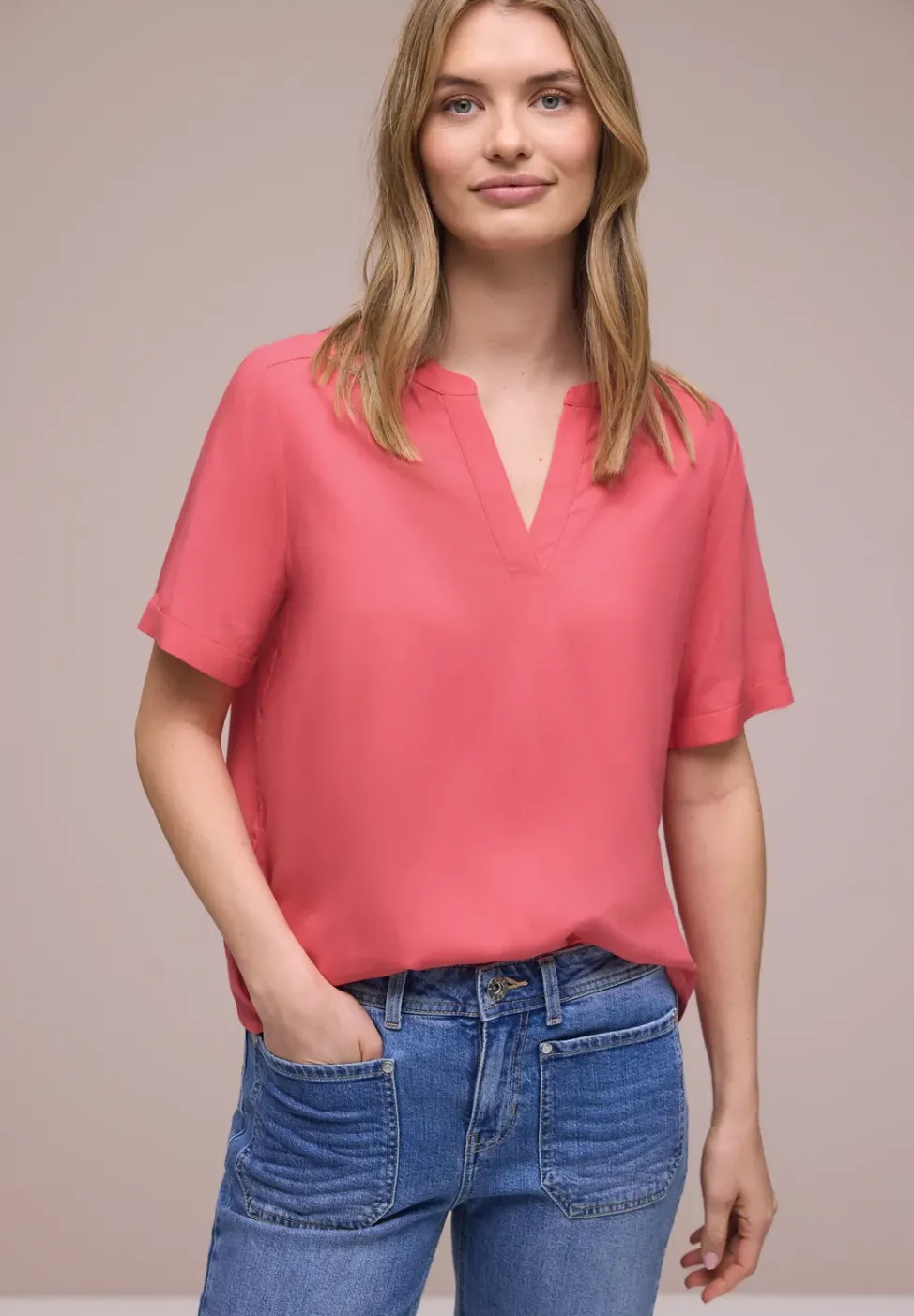 Blouse avec col fendu et turn-up