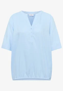 Blouse avec col fendu et ourlet élastique