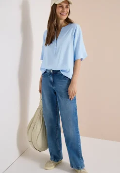 Blouse avec col fendu et ourlet élastique