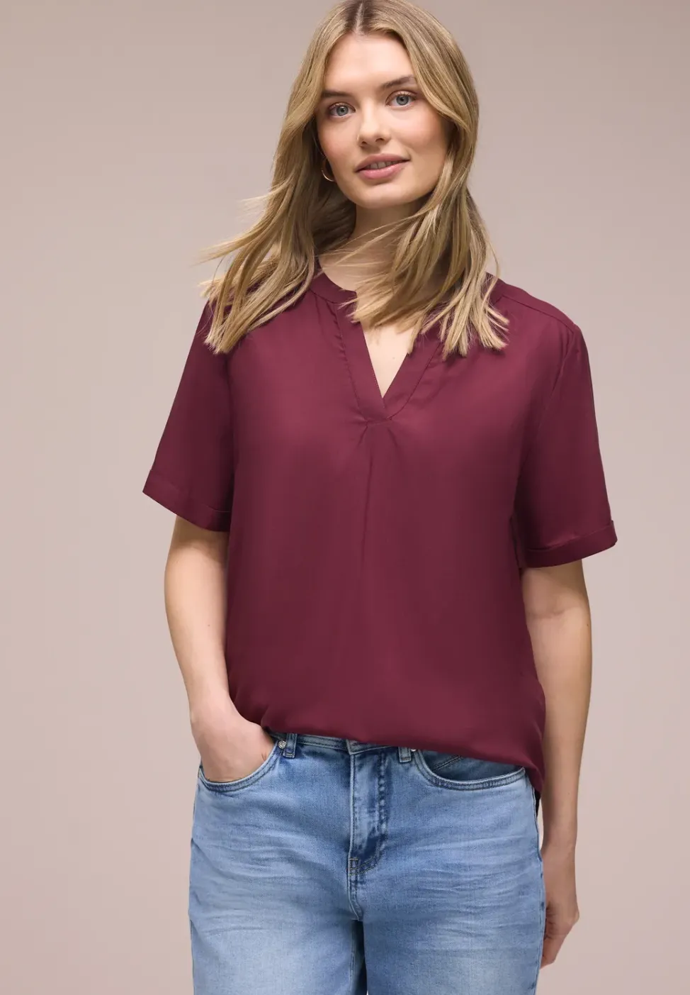 Blouse avec col fendu et turn-up