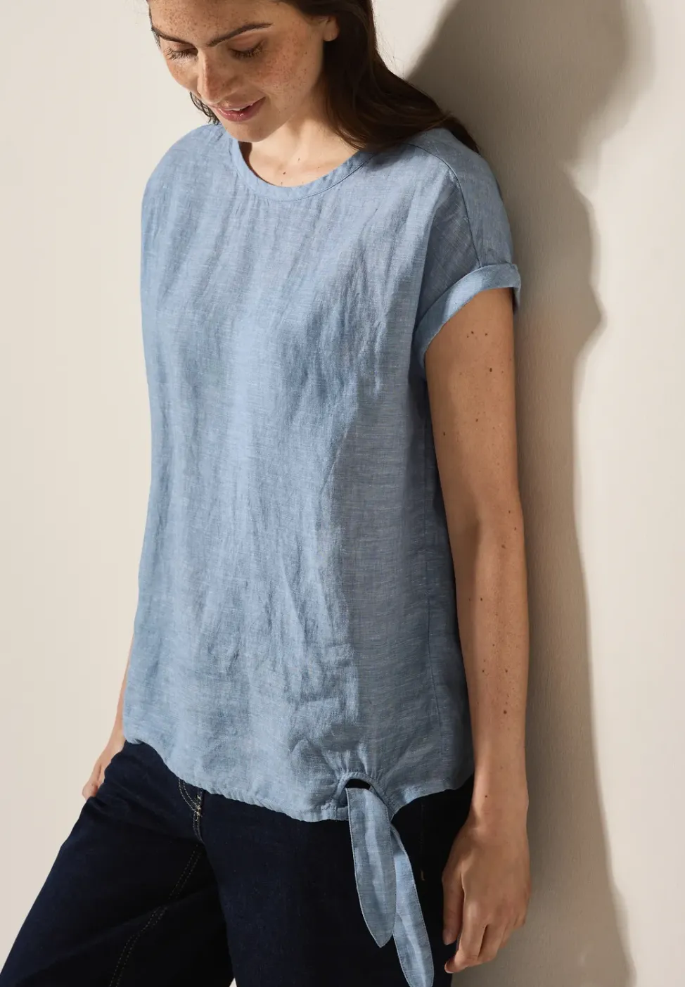 Blouse en chambray avec nœuds