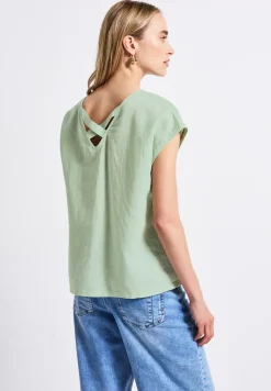 Blouse en lin mélangé avec rubans