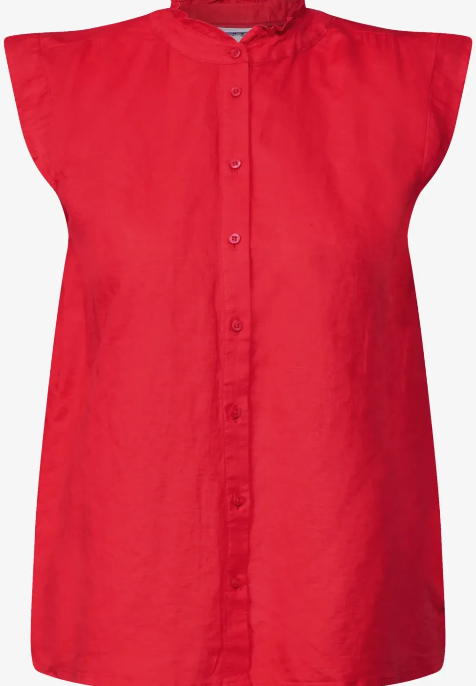 Blouse en lin mélangé avec volants