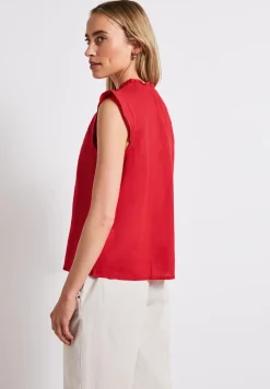 Blouse en lin mélangé avec volants
