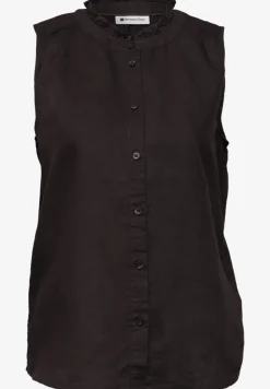 Blouse en lin mélangé avec col volanté