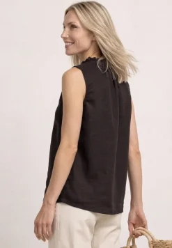 Blouse en lin mélangé avec col volanté