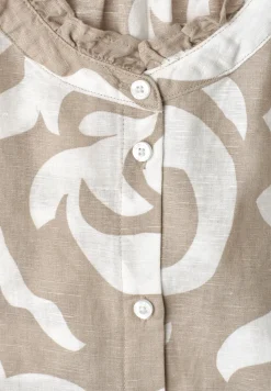 Blouse en lin mélangé avec volants