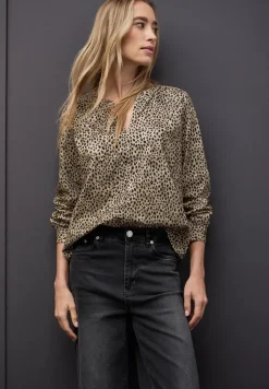 Blouse en velours côtelé au look léopard