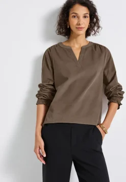 Blouse en velours côtelé avec détails à volants