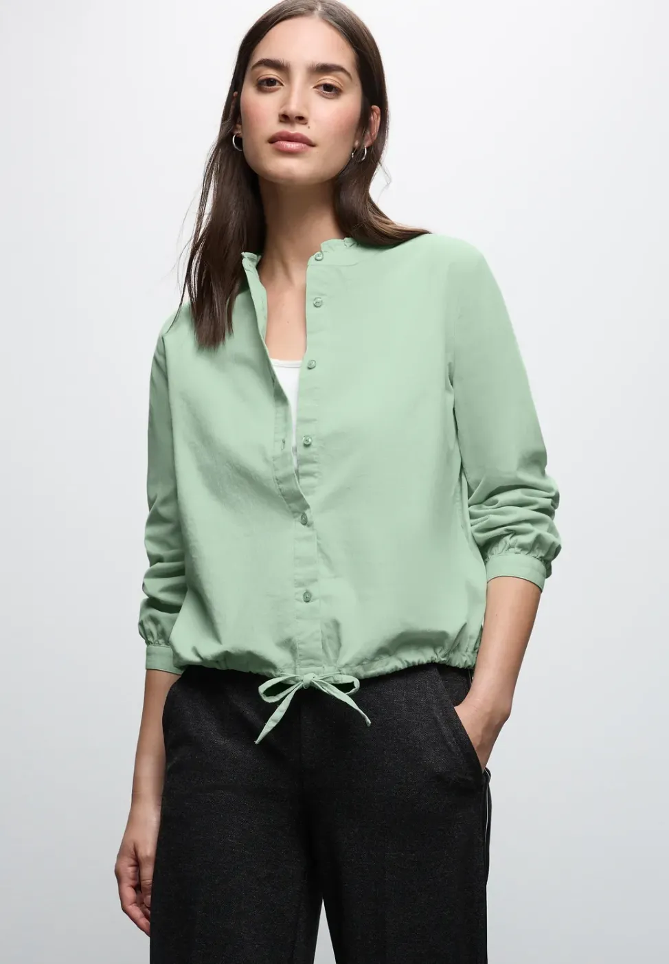 Blouse en velours côtelé avec cordon de serrage