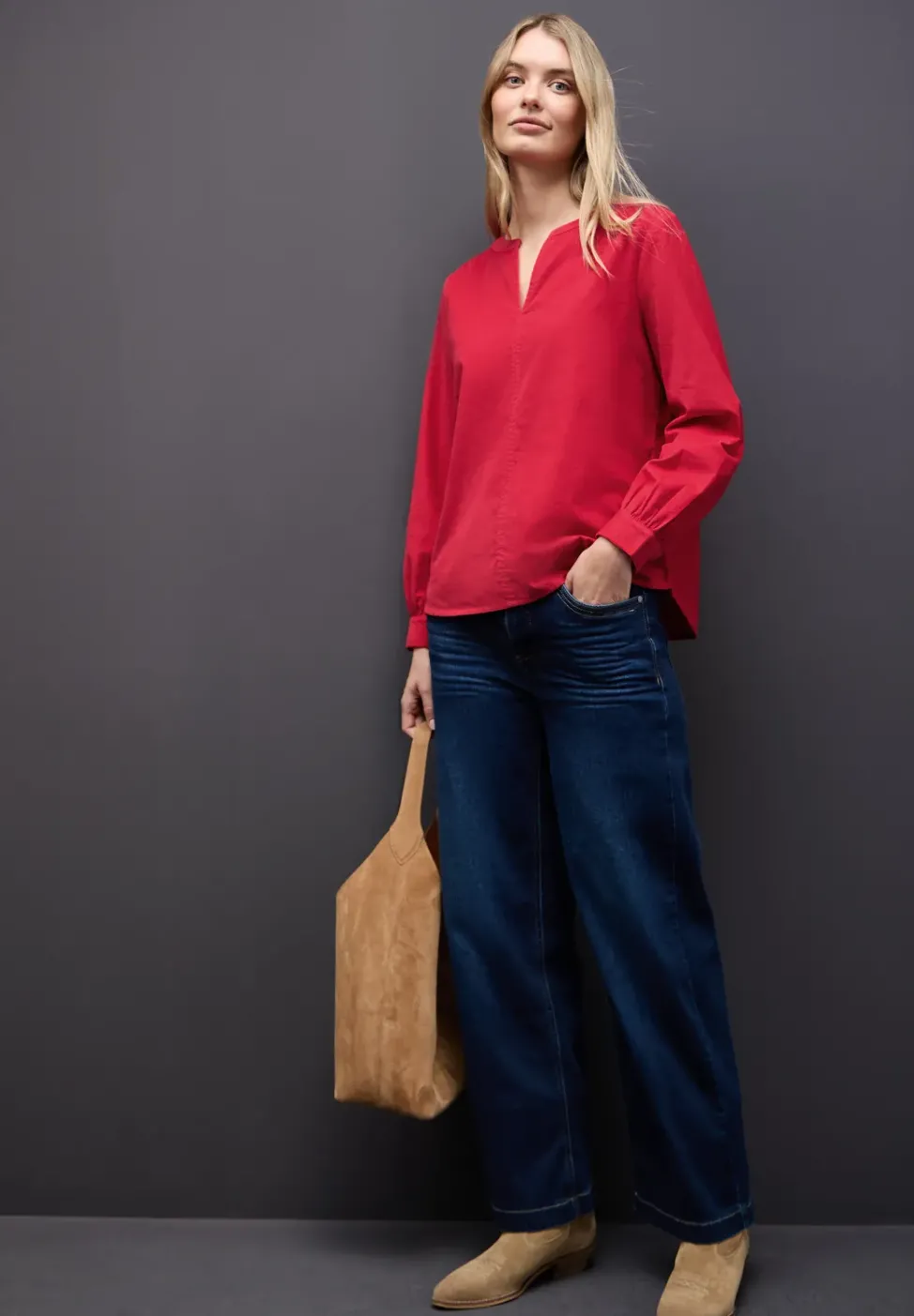 Blouse en velours côtelé en couleur unie