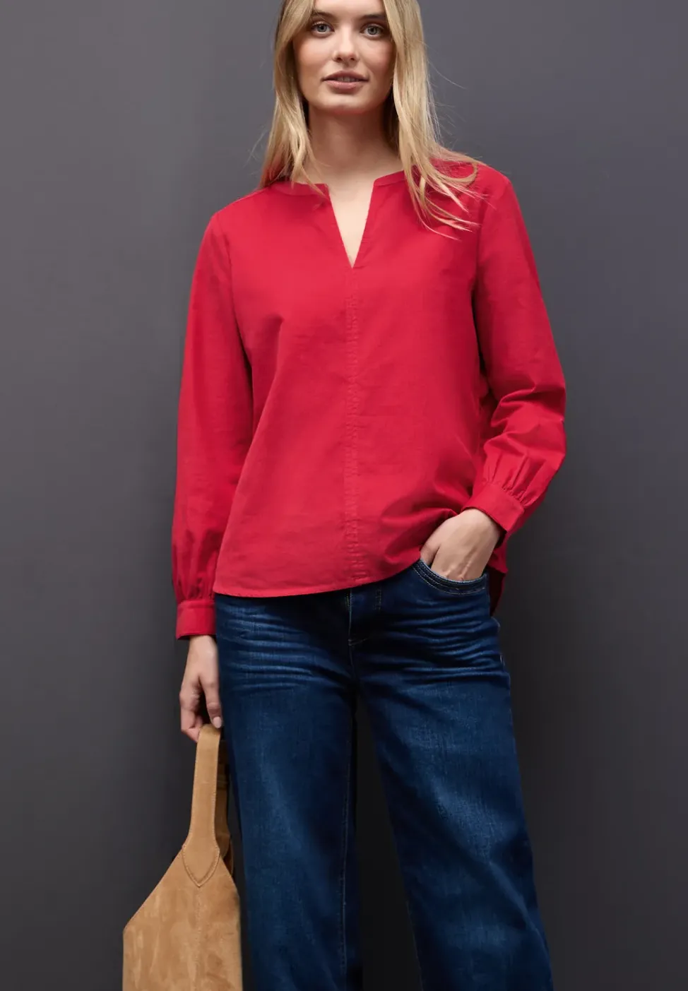 Blouse en velours côtelé en couleur unie