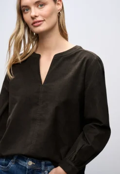 Blouse en velours côtelé en couleur unie