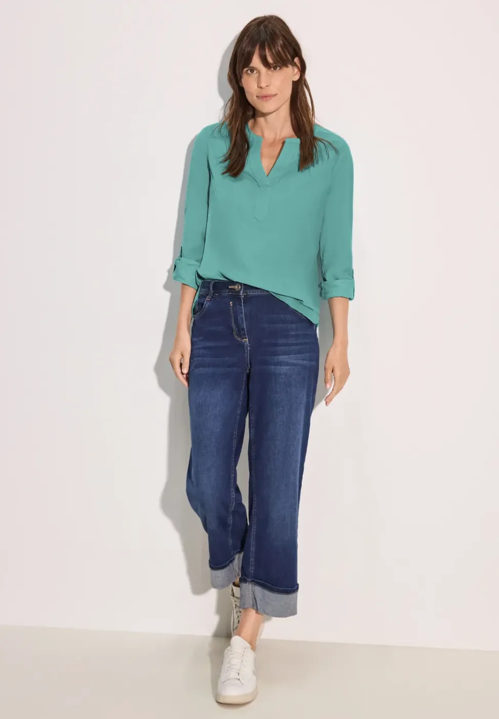Blouse en velours côtelé en couleur unie