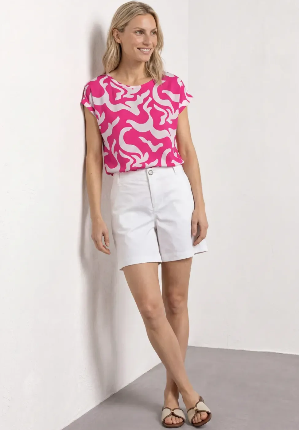 Blouse imprimée à épaules tombantes