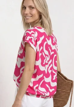 Blouse imprimée à épaules tombantes
