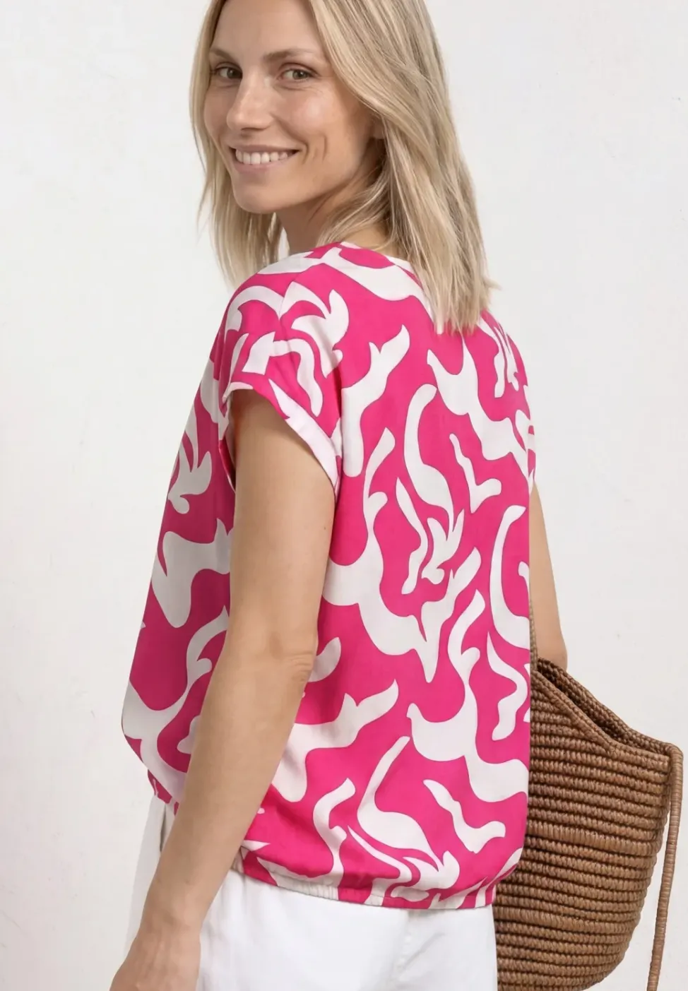 Blouse imprimée à épaules tombantes