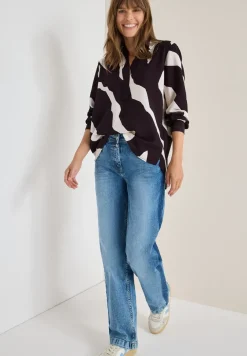 Blouse imprimée avec bordures en ruban