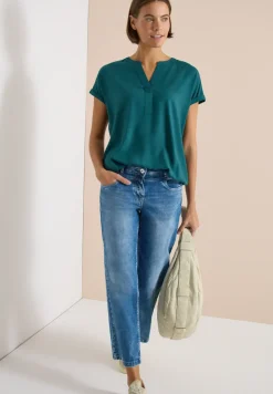 Blouse manches courtes à col fendu