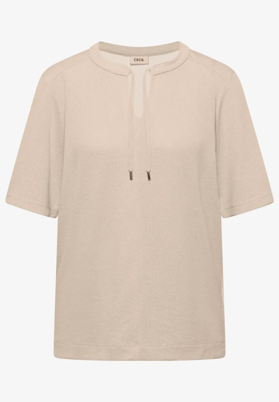 Blouse manches courtes à col fendu et rubans