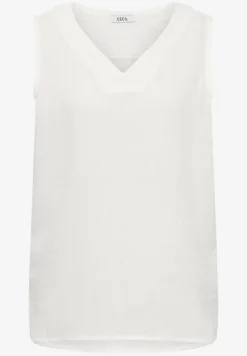 Blouse sans manches col V en mousseline
