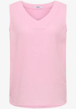 Blouse sans manches col V en mousseline