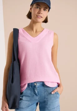 Blouse sans manches col V en mousseline