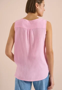 Blouse sans manches col V en mousseline