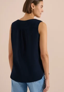 Blouse sans manches col V en mousseline