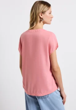 Blouse split neck en couleur unie