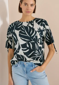 Blouse avec col rond et fronces
