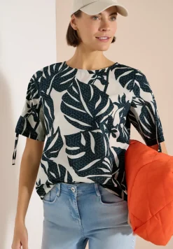 Blouse avec col rond et fronces