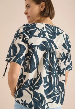 Blouse avec col rond et fronces