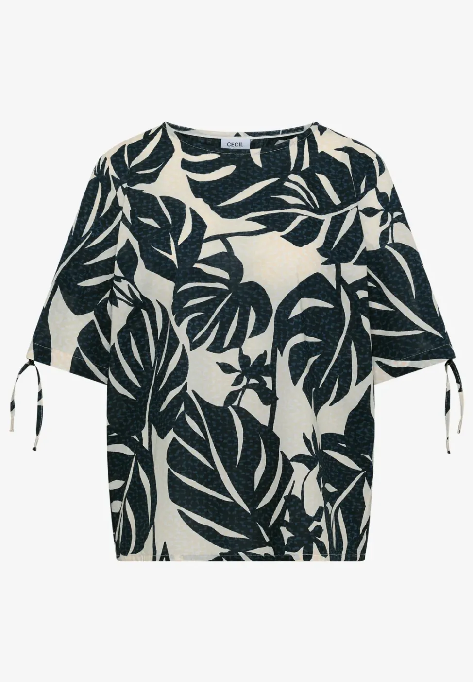 Blouse avec col rond et fronces