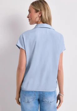 Blouse à col chemise et ourlet élastiqué