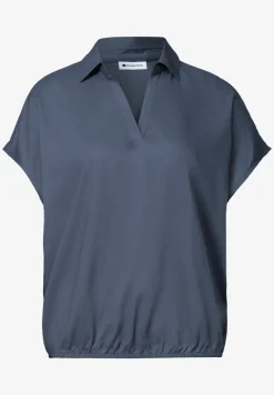 Blouse à col chemise et ourlet élastiqué