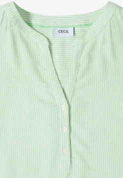 Blouse à manches courtes avec col fendu et rayures