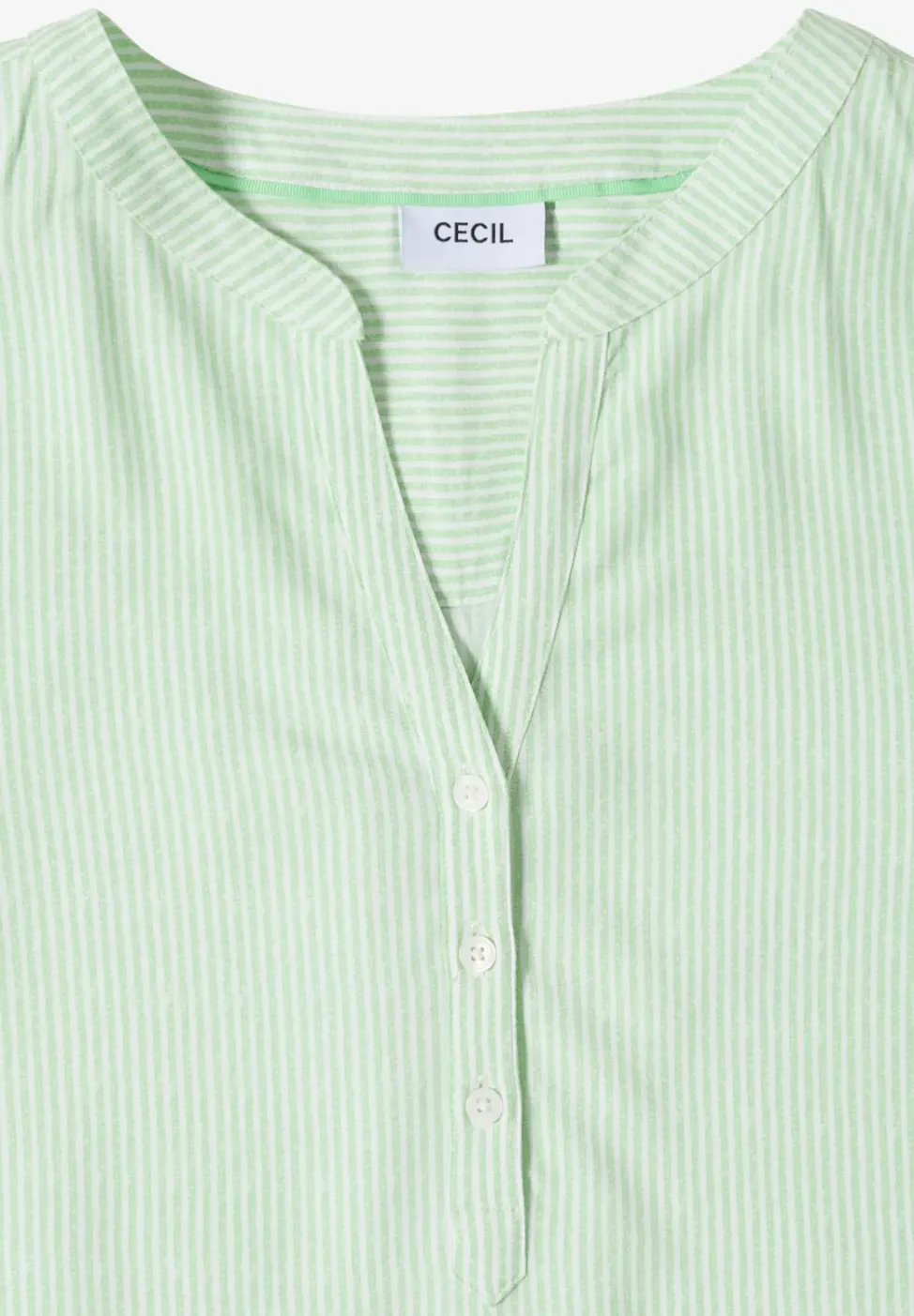 Blouse à manches courtes avec col fendu et rayures