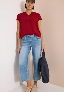 Blouse à manches courtes avec mélange de structures