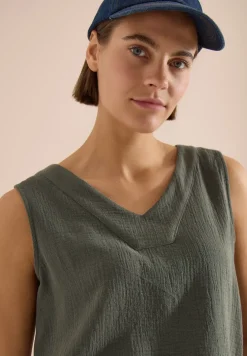 Blouse sans manches col V en mousseline