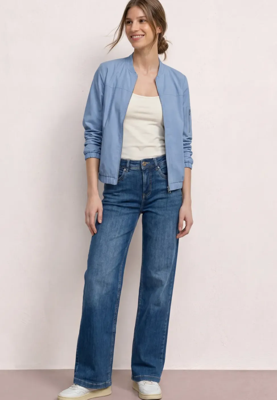 Blouson avec col rond et fermeture éclair