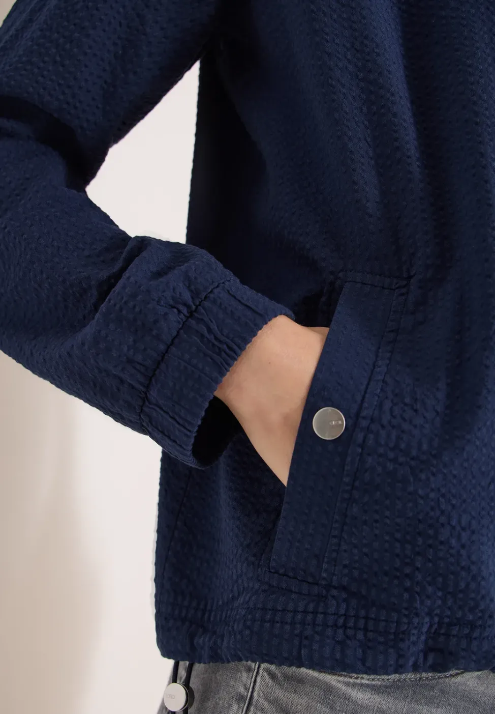 Blouson en seersucker à fermeture zip