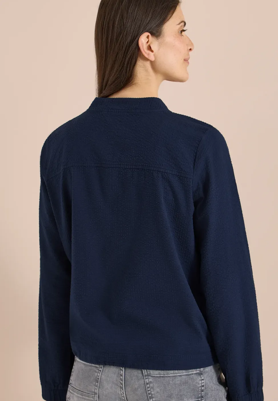 Blouson en seersucker à fermeture zip