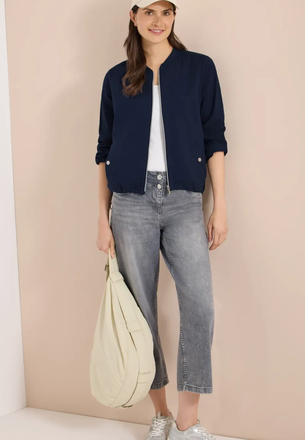 Blouson en seersucker à fermeture zip