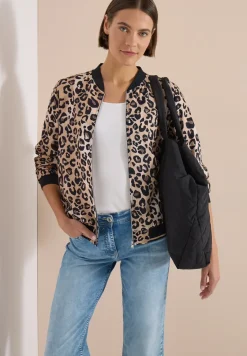 Blouson léger avec fermeture zip et imprimé léopard