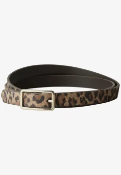 Ceinture fine en similicuir imprimé léopard